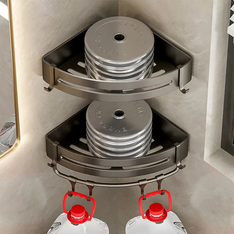 Bathroom Storage Wall Mount Corner Shelf Shower Holder Shampoo